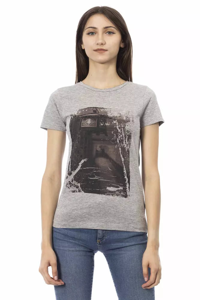 Trussardi Action Graues Baumwoll-T-Shirt für Frauen