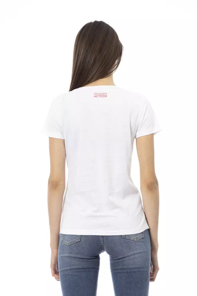 Trussardi Action Schickes weißes Tee mit grafischem Flair