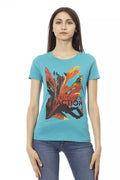 Trussardi Action Hellblaues T-Shirt aus Baumwolle für Frauen