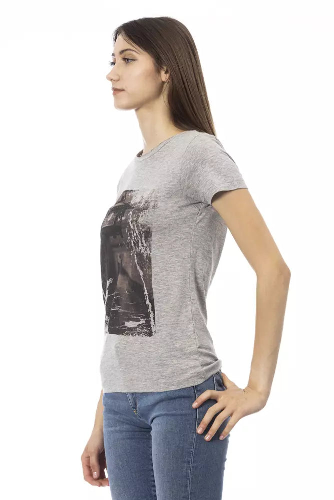 Trussardi Action Graues Baumwoll-T-Shirt für Frauen