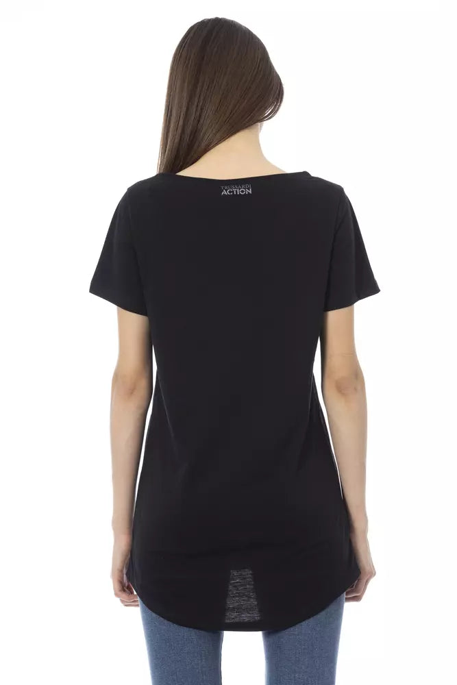 Trussardi Action Schwarzes Baumwoll-T-Shirt für Frauen