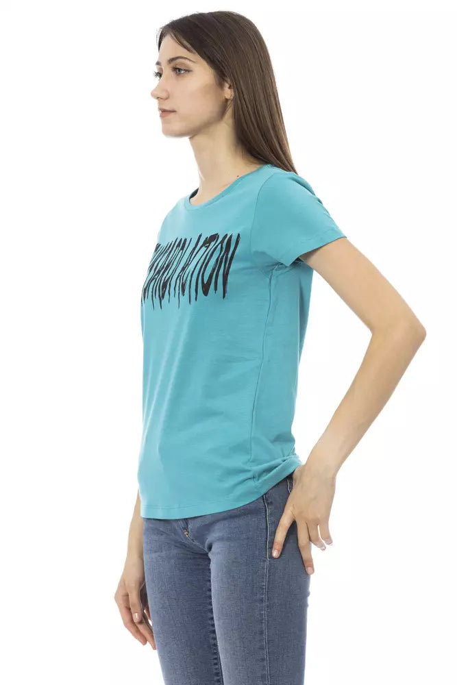 Trussardi Action Hellblaues T-Shirt aus Baumwolle für Frauen