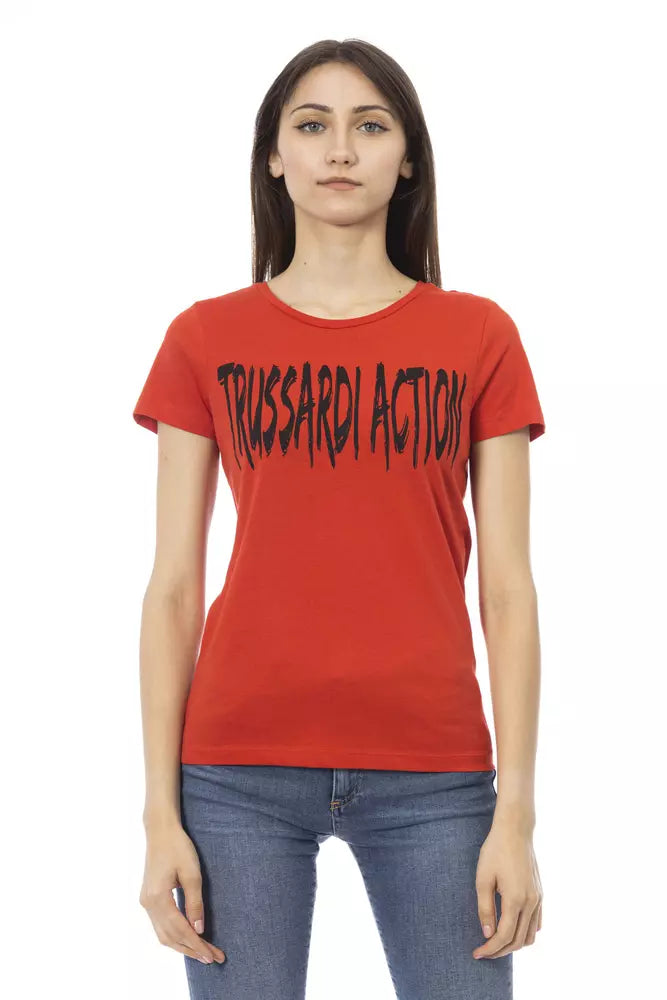 Trussardi Action Rotes Baumwoll-T-Shirt für Frauen