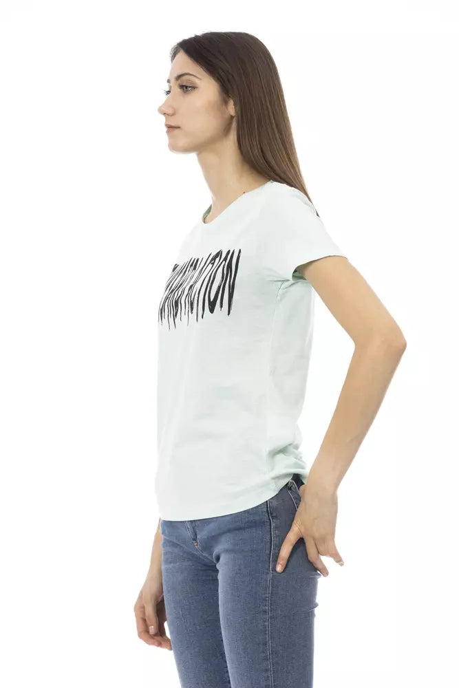 Trussardi Action Hellblaues T-Shirt aus Baumwolle für Frauen