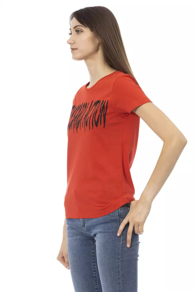 Trussardi Action Rotes Baumwoll-T-Shirt für Frauen