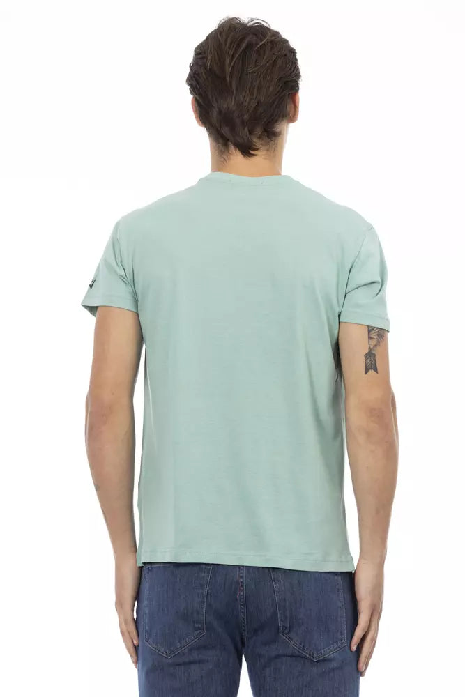 Trussardi Action Grünes Baumwolle Männer V-Ausschnitt T-Shirt