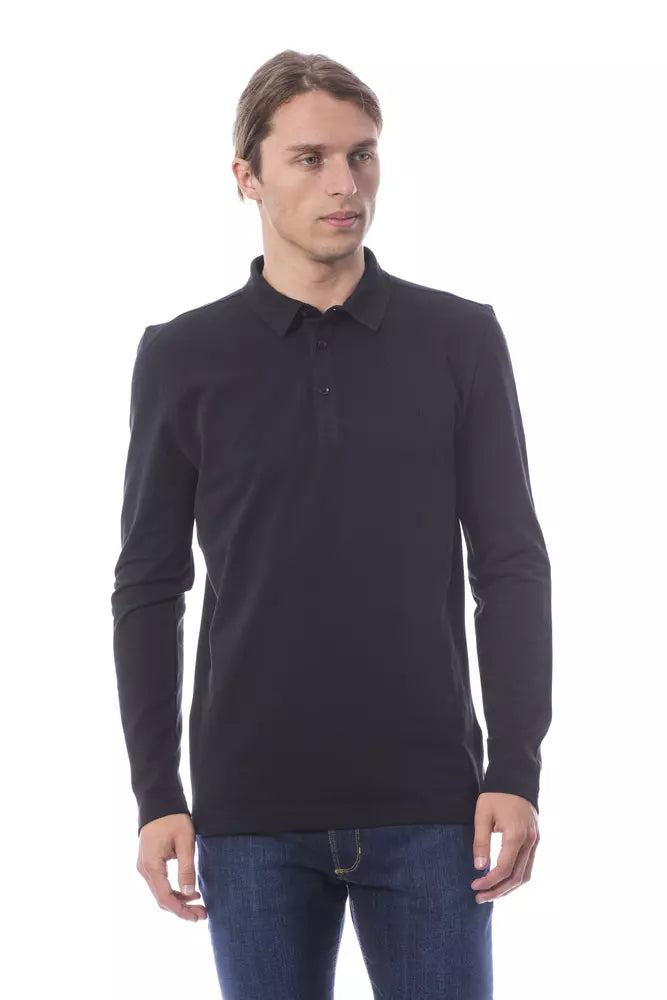 Verri Schwarzes Baumwoll-Poloshirt für Herren mit Langarm