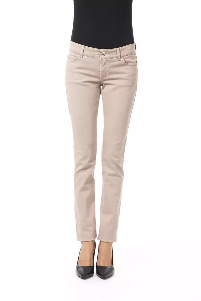 BYBLOS Beige Baumwollhose mit schmaler Passform für Damen