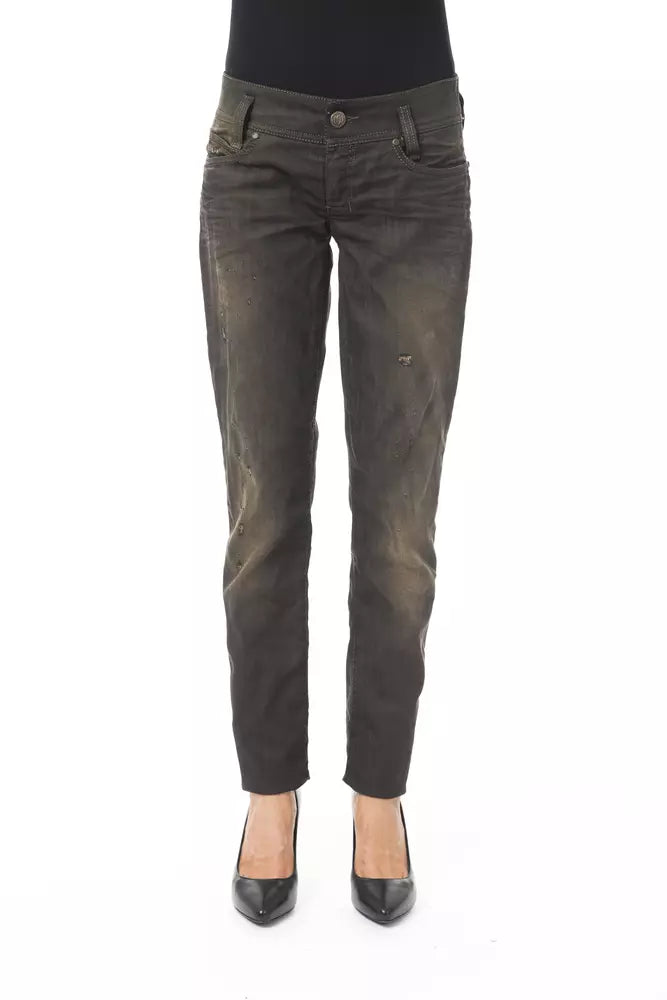 BYBLOS Schwarze Baumwoll-Jeans für Damen mit regulärer Passform