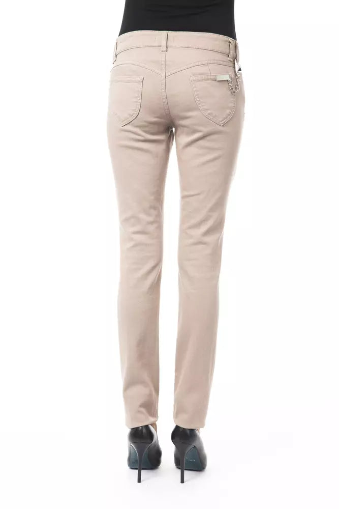 BYBLOS Beige Baumwollhose mit schmaler Passform für Damen