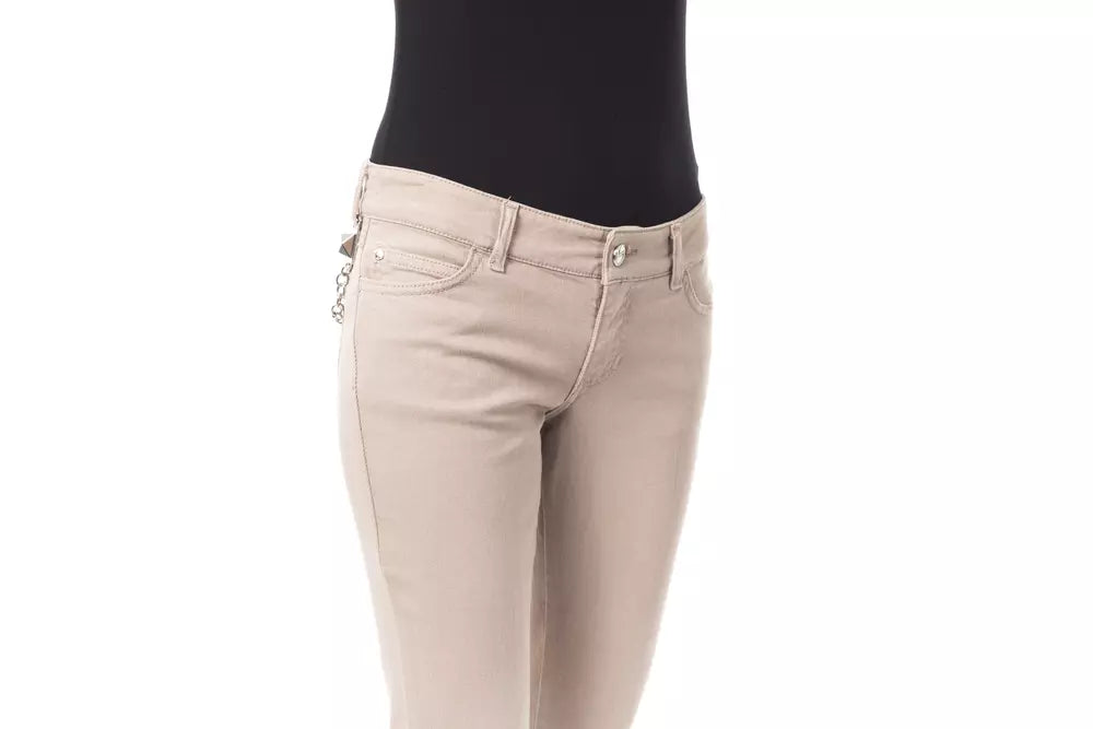 BYBLOS Beige Baumwollhose mit schmaler Passform für Damen