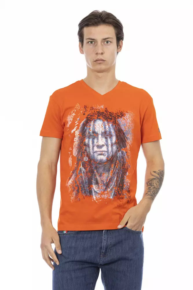 Trussardi Action Orangefarbenes Baumwoll-T-Shirt für Männer