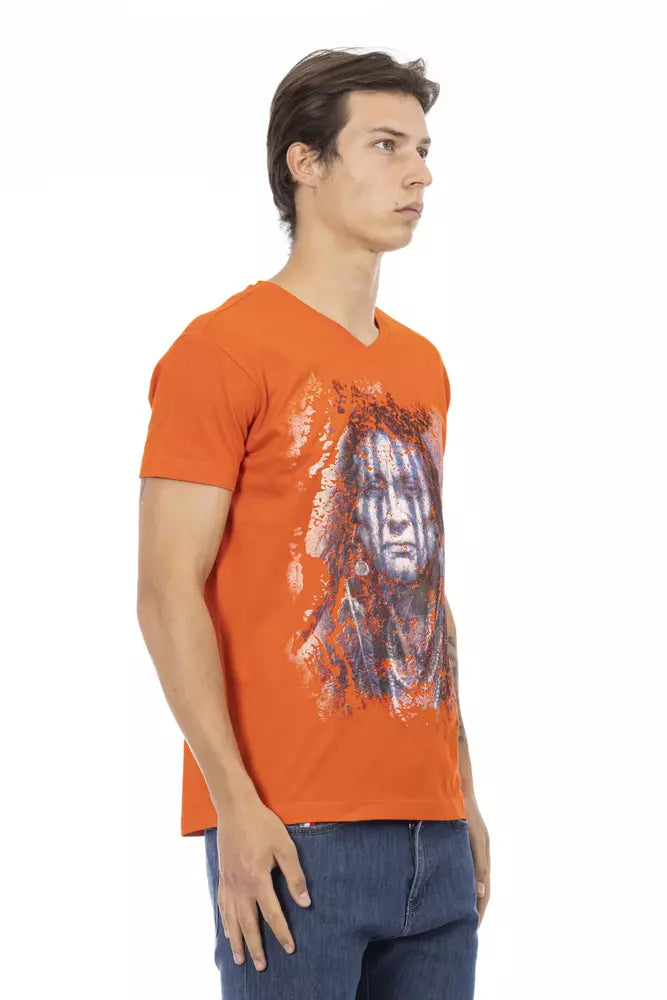 Trussardi Action Orangefarbenes Baumwoll-T-Shirt für Männer