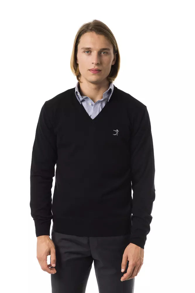 Uominitaliani Schwarzer Merino-Pullover für Herren