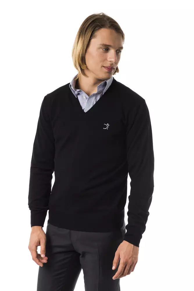 Uominitaliani Schwarzer Merino-Pullover für Herren