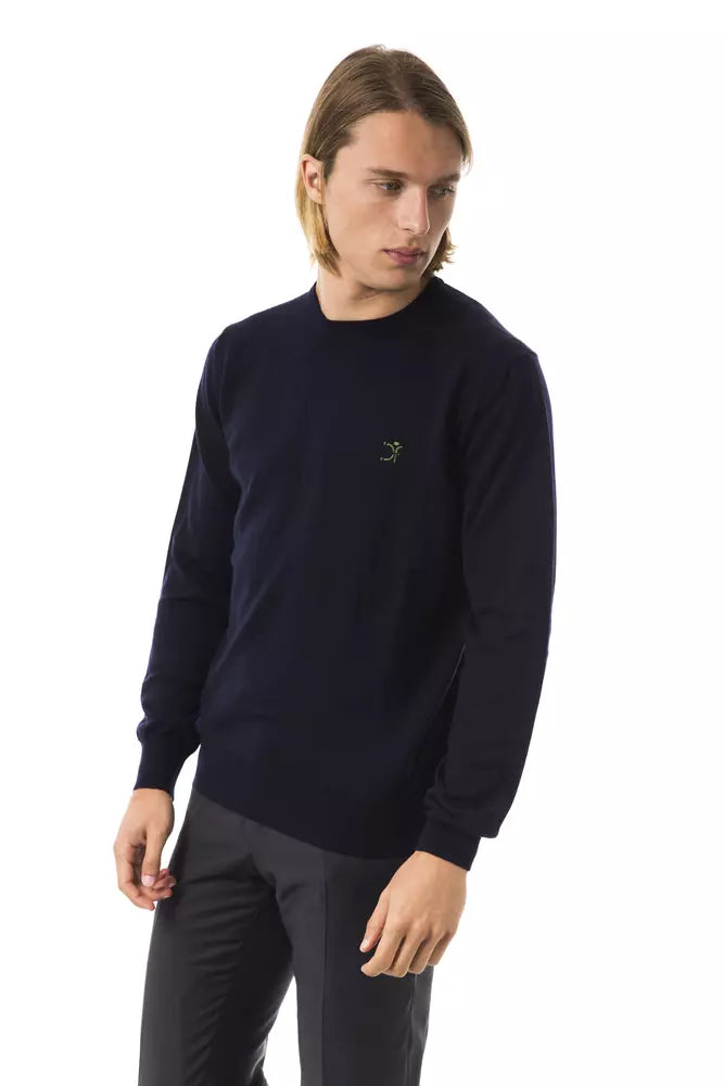 Uominitaliani Blauer Merinowoll-Pullover für Herren