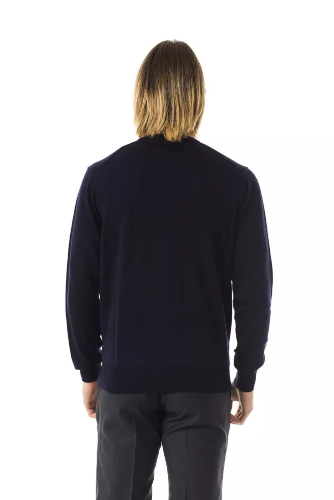 Uominitaliani Blauer Merinowoll-Pullover für Herren