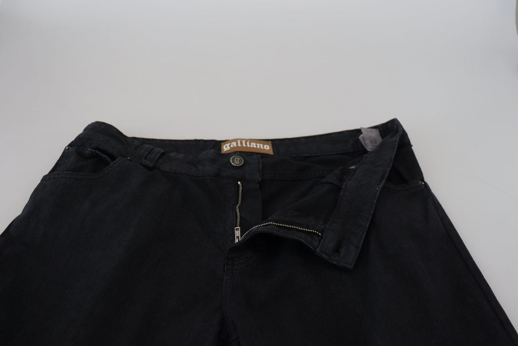 John Galliano Schwarz Baumwolle zurück Schnalle Casual Denim Jeans