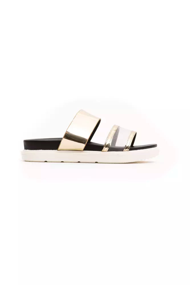 Péché Originel Goldene Polyethylen-Sandalen für Damen
