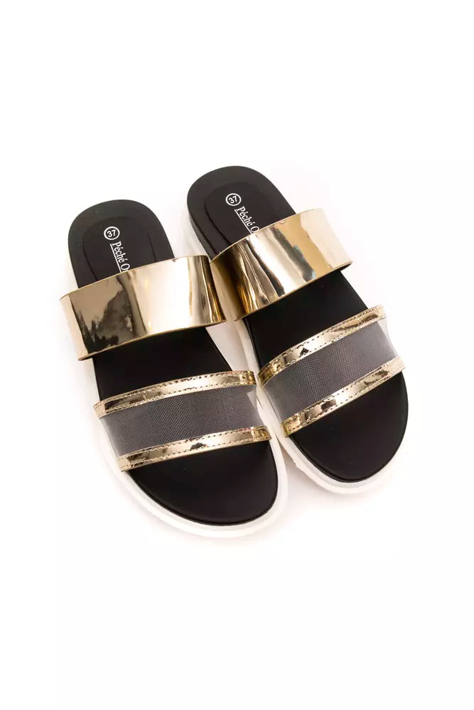 Péché Originel Goldene Polyethylen-Sandalen für Damen