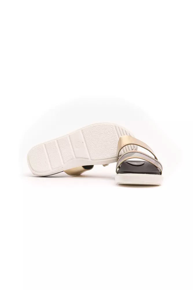 Péché Originel Goldene Polyethylen-Sandalen für Damen