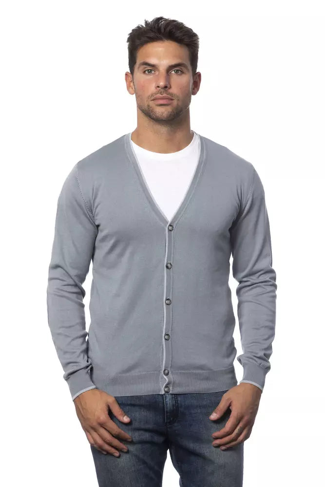 Verri Grauer Herren-Cardigan aus Baumwolle