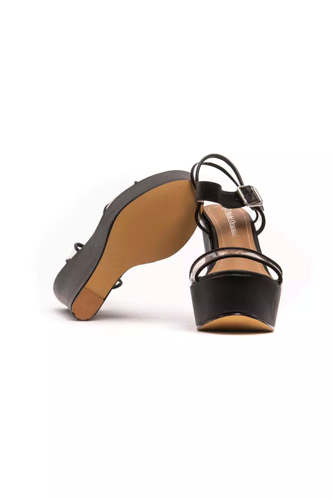 Péché Originel Schwarze Polyethylen-Keilsandalette für Damen