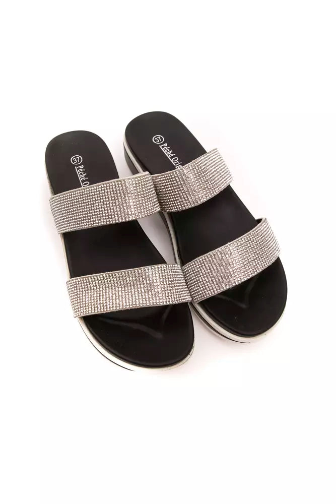 Péché Originel Silberne Textil-Sandalen für Damen