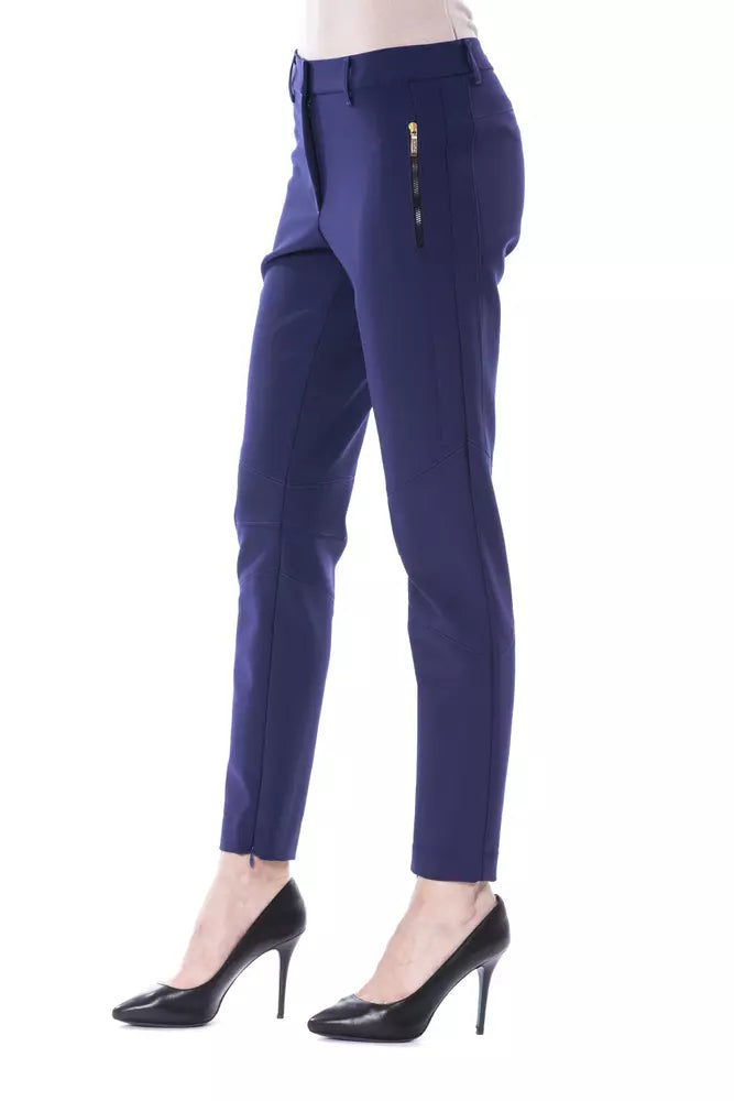 BYBLOS Dunkelblaue Damen-Hose mit schmaler Passform aus Polyester
