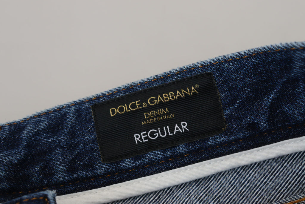 Dolce & Gabbana Blaue Baumwolle zerfleddert Männer Denim Jeans