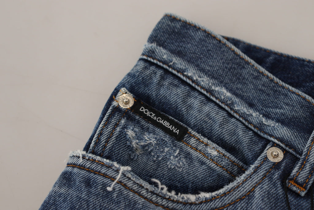 Dolce & Gabbana Blaue Baumwolle zerfleddert Männer Denim Jeans