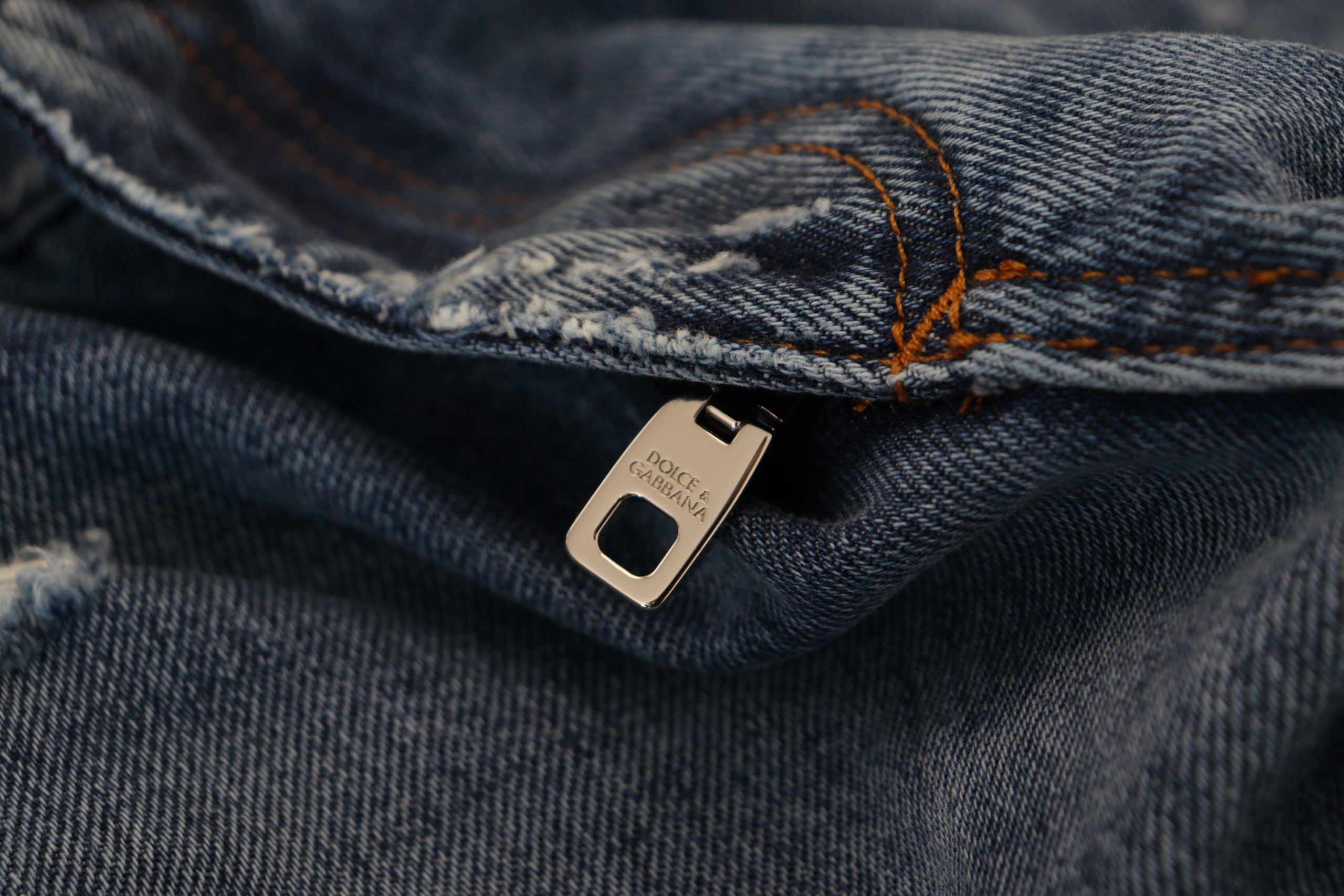 Dolce & Gabbana Blaue Baumwolle zerfleddert Männer Denim Jeans