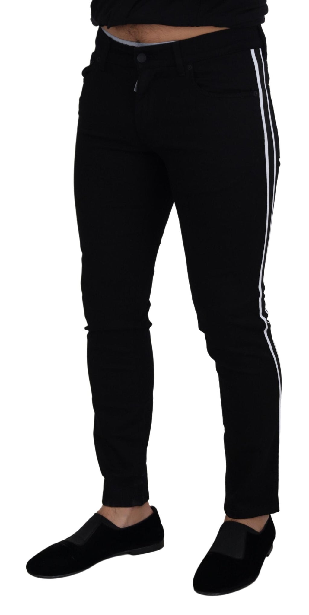 Dolce & Gabbana Schwarze Baumwolle DG Crown Herren Denim Jeans