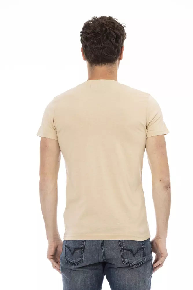 Trussardi Action Beige Baumwolle Männer V-Ausschnitt T-Shirt