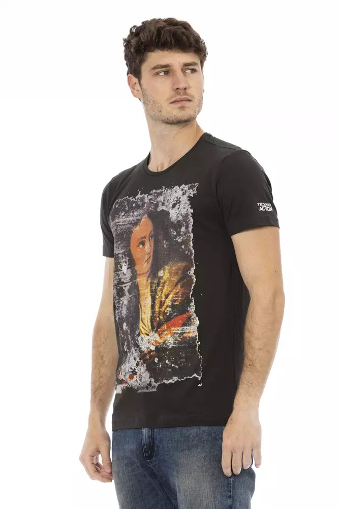 Trussardi Action Schwarzes Baumwolle Männer T-Shirt