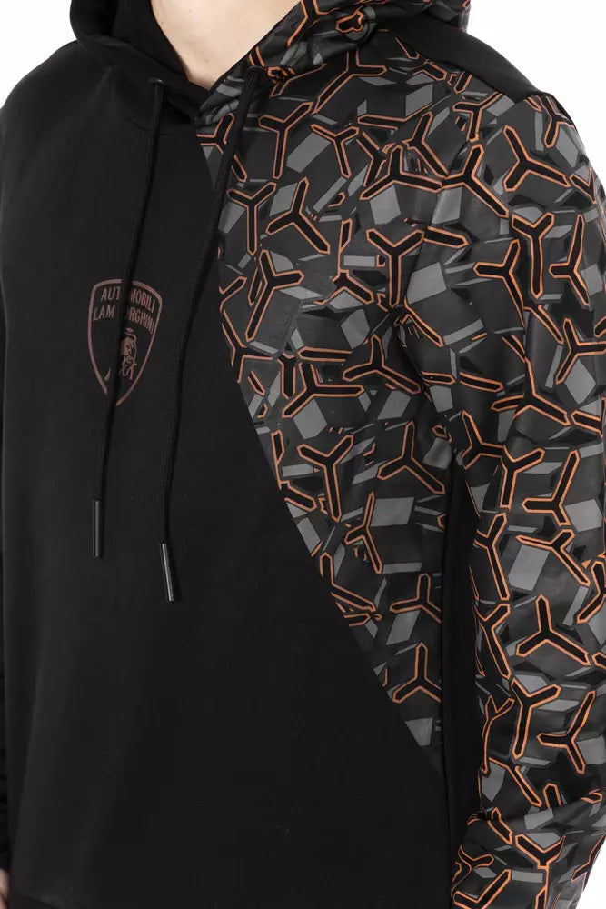 Automobili Lamborghini Schwarzer Baumwoll-Hoodie für Männer