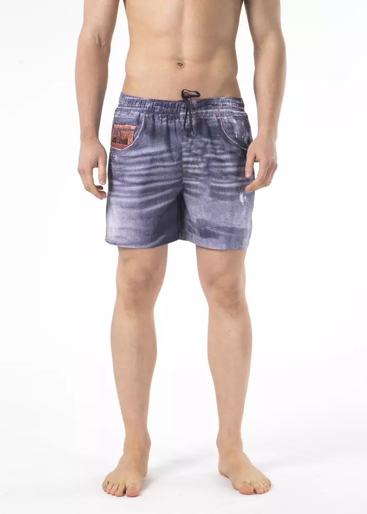 Just Cavalli Blaue Polyester Herren-Badeshorts
