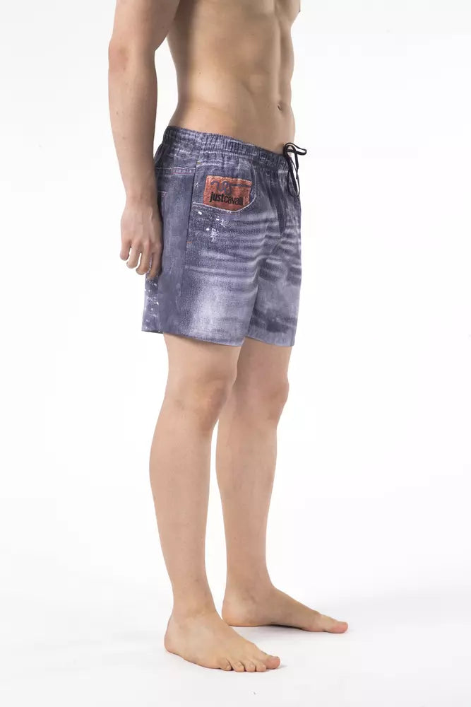 Just Cavalli Blaue Polyester Herren-Badeshorts