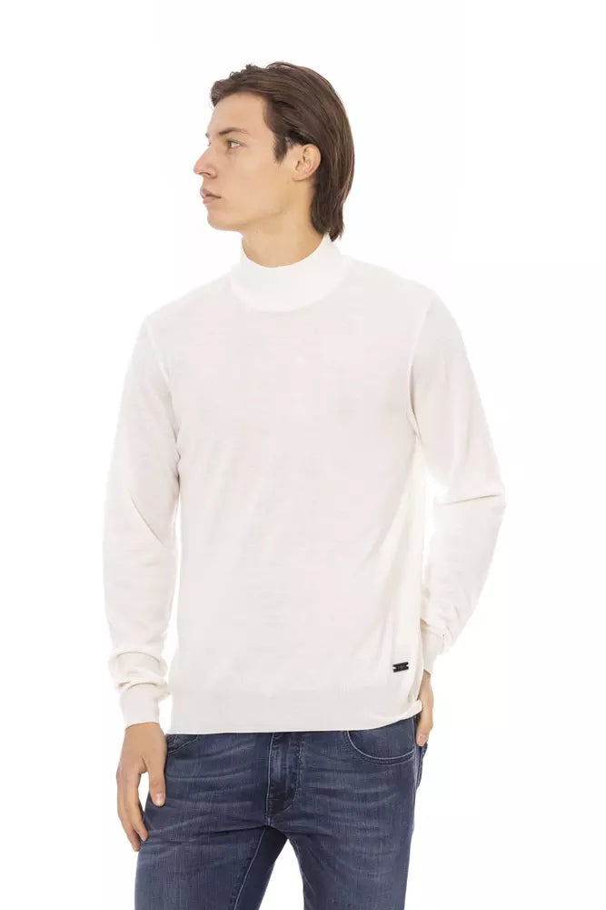 Baldinini Trend Weißer Stoff Männer Rollkragenpullover