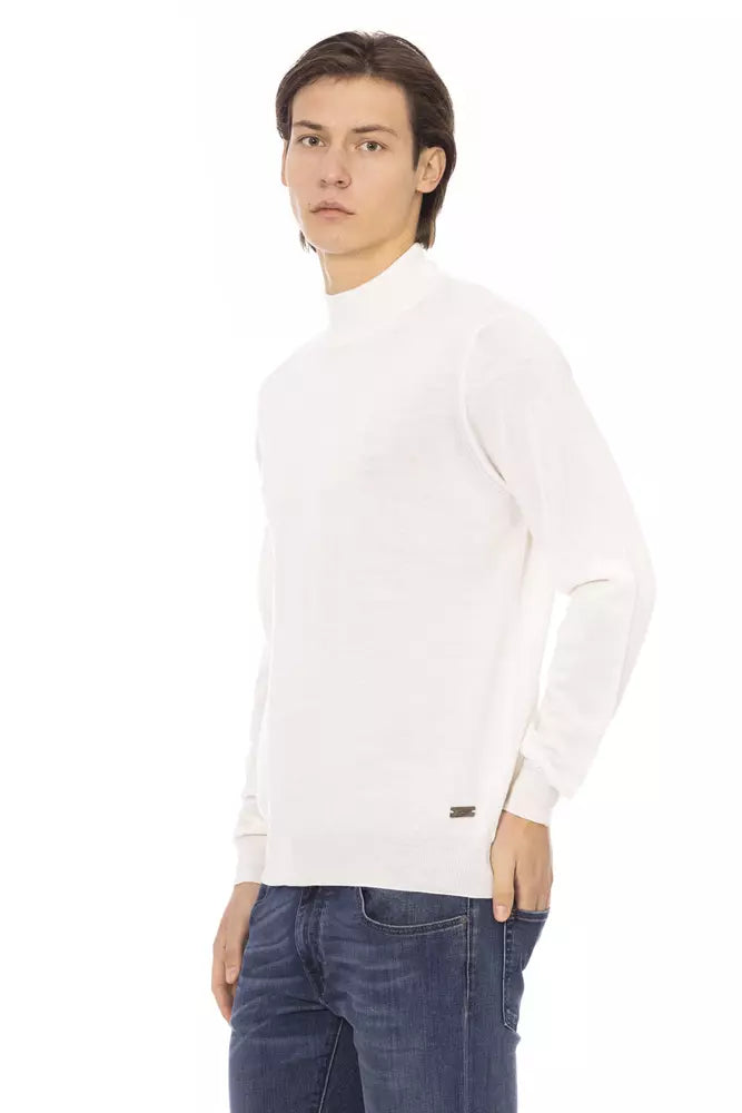 Baldinini Trend Weißer Stoff Männer Rollkragenpullover