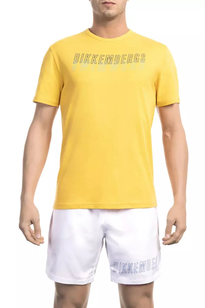Bikkembergs Gelbes Baumwoll-T-Shirt für Herren