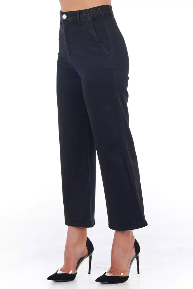 Frankie Morello Schwarze Baumwoll-Cropped-Hose für Damen