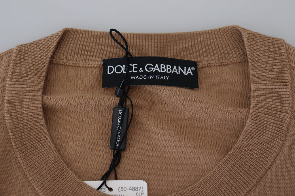 Dolce & Gabbana Beigefarbener Kaschmir-Kronen-Logo-Pullover