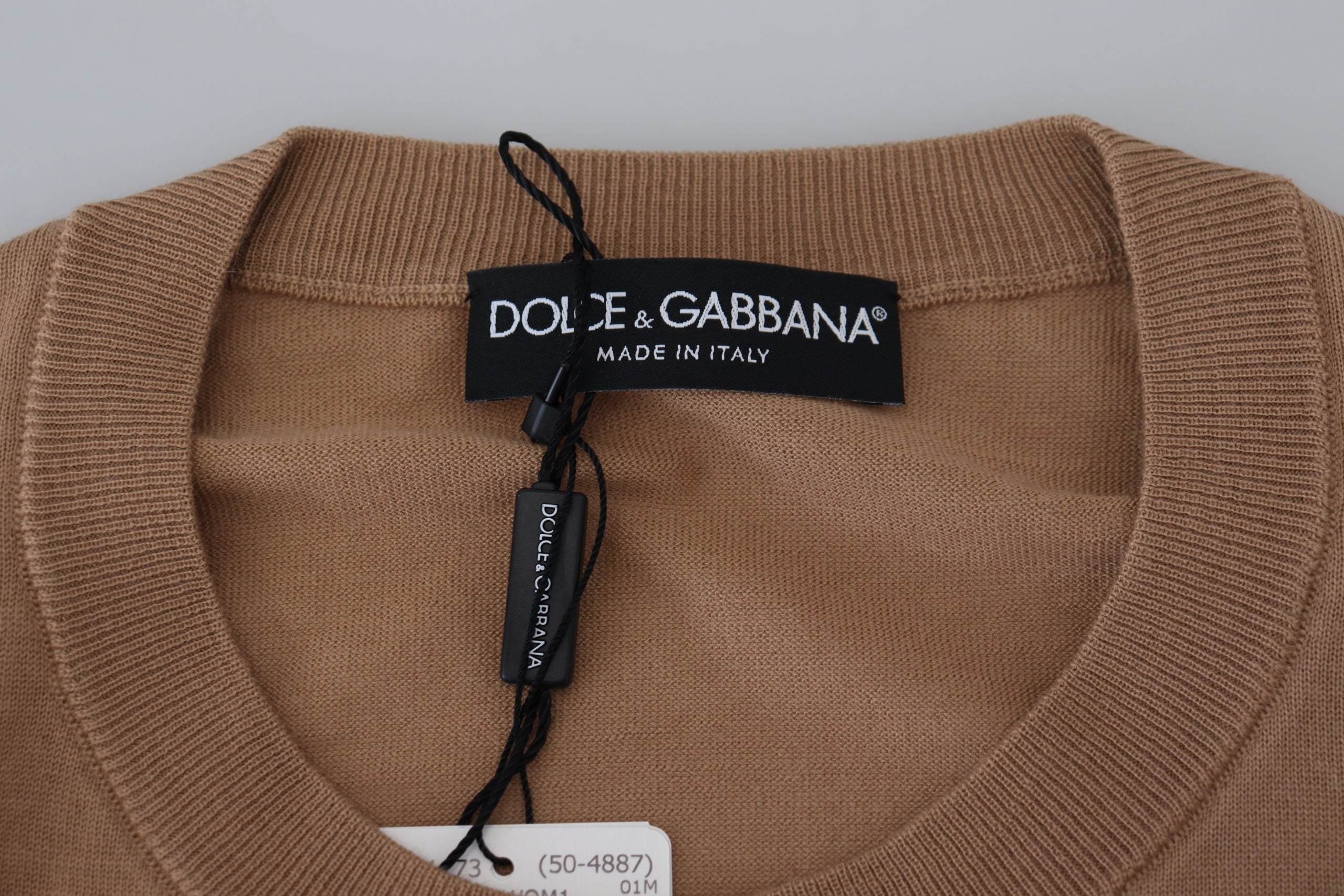 Dolce & Gabbana Beigefarbener Kaschmir-Kronen-Logo-Pullover