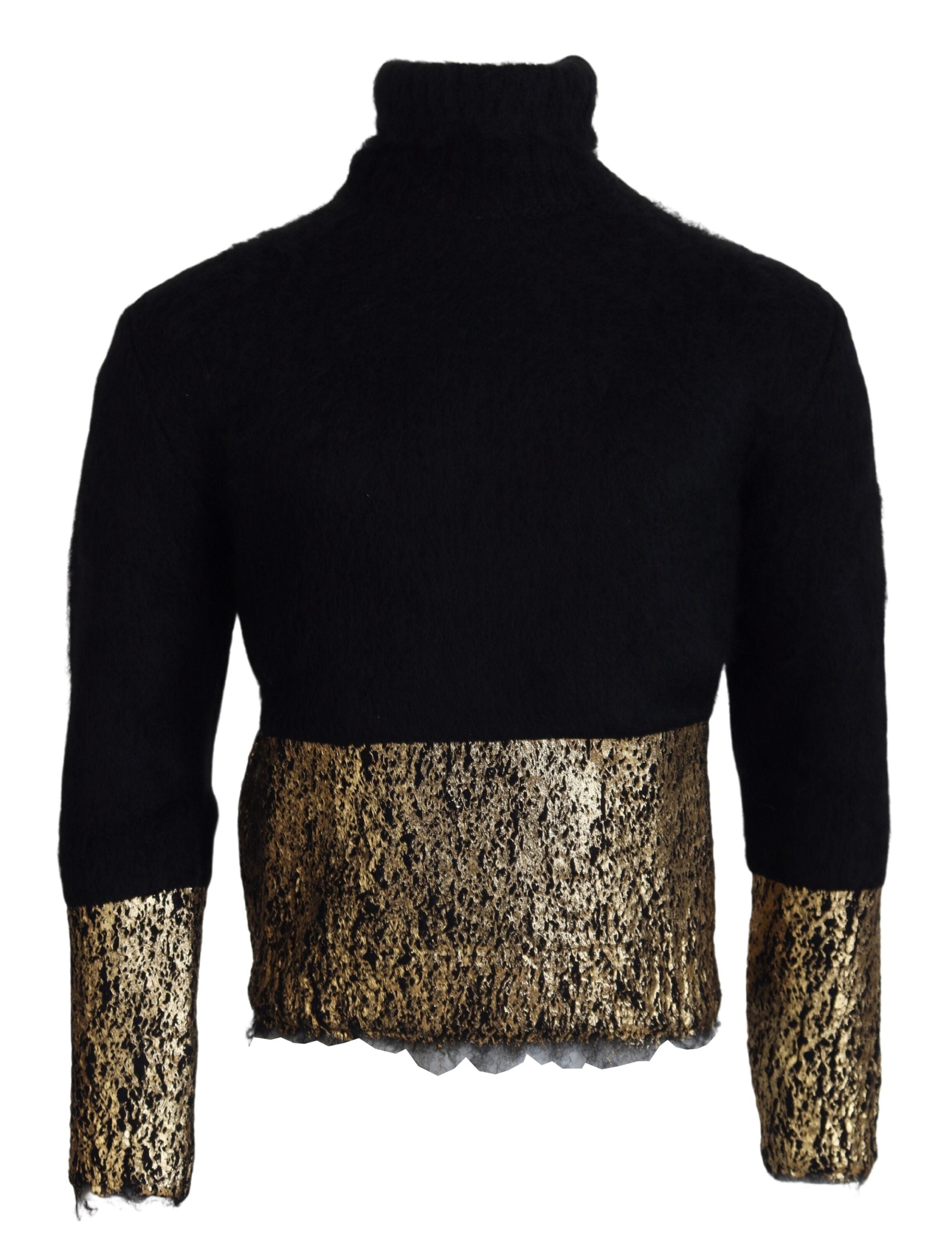 Dolce & Gabbana Schwarz-Gold-Rollkragenpullover aus Mohair Herrenpullover