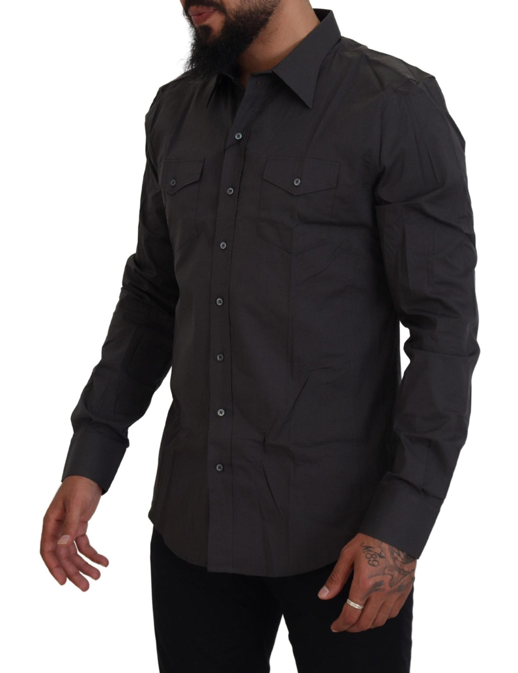 Dolce & Gabbana Graues SICILIA Slim Fit Stretch-Hemd