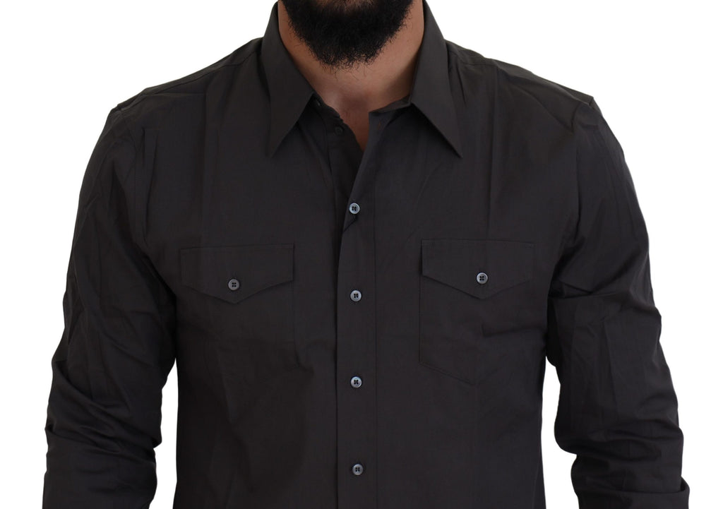 Dolce & Gabbana Graues SICILIA Slim Fit Stretch-Hemd