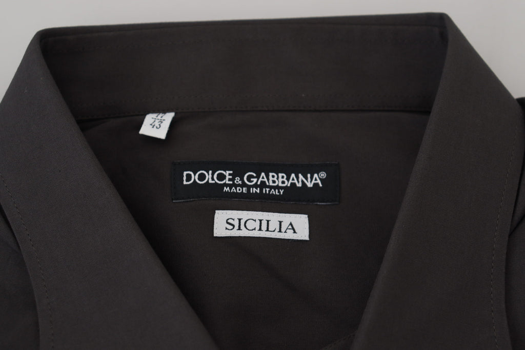 Dolce & Gabbana Graues SICILIA Slim Fit Stretch-Hemd