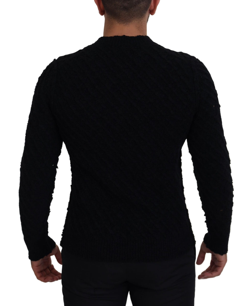 Dolce & Gabbana Schwarzer Pullover mit V-Ausschnitt aus Wolle