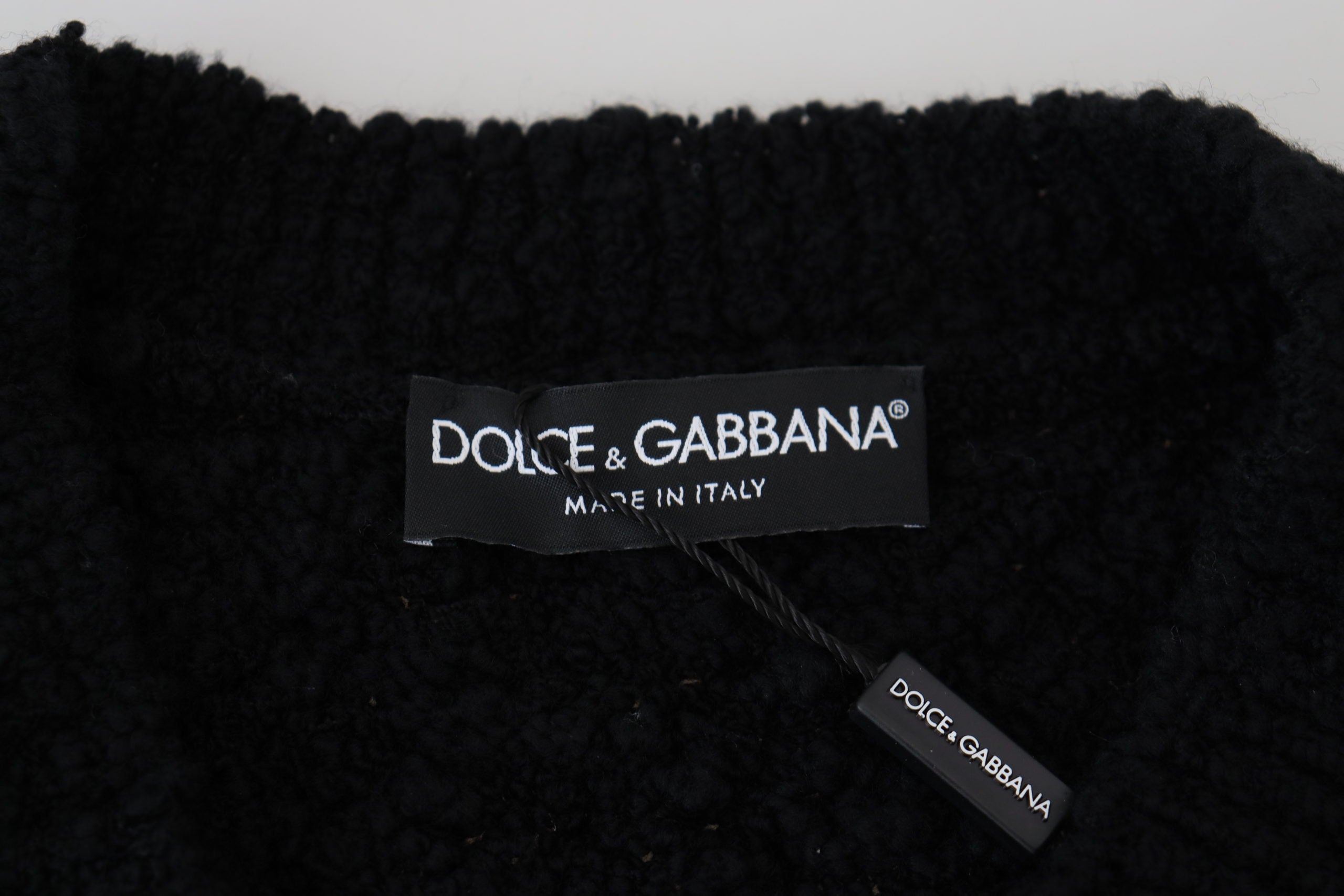 Dolce & Gabbana Schwarzer Pullover mit V-Ausschnitt aus Wolle
